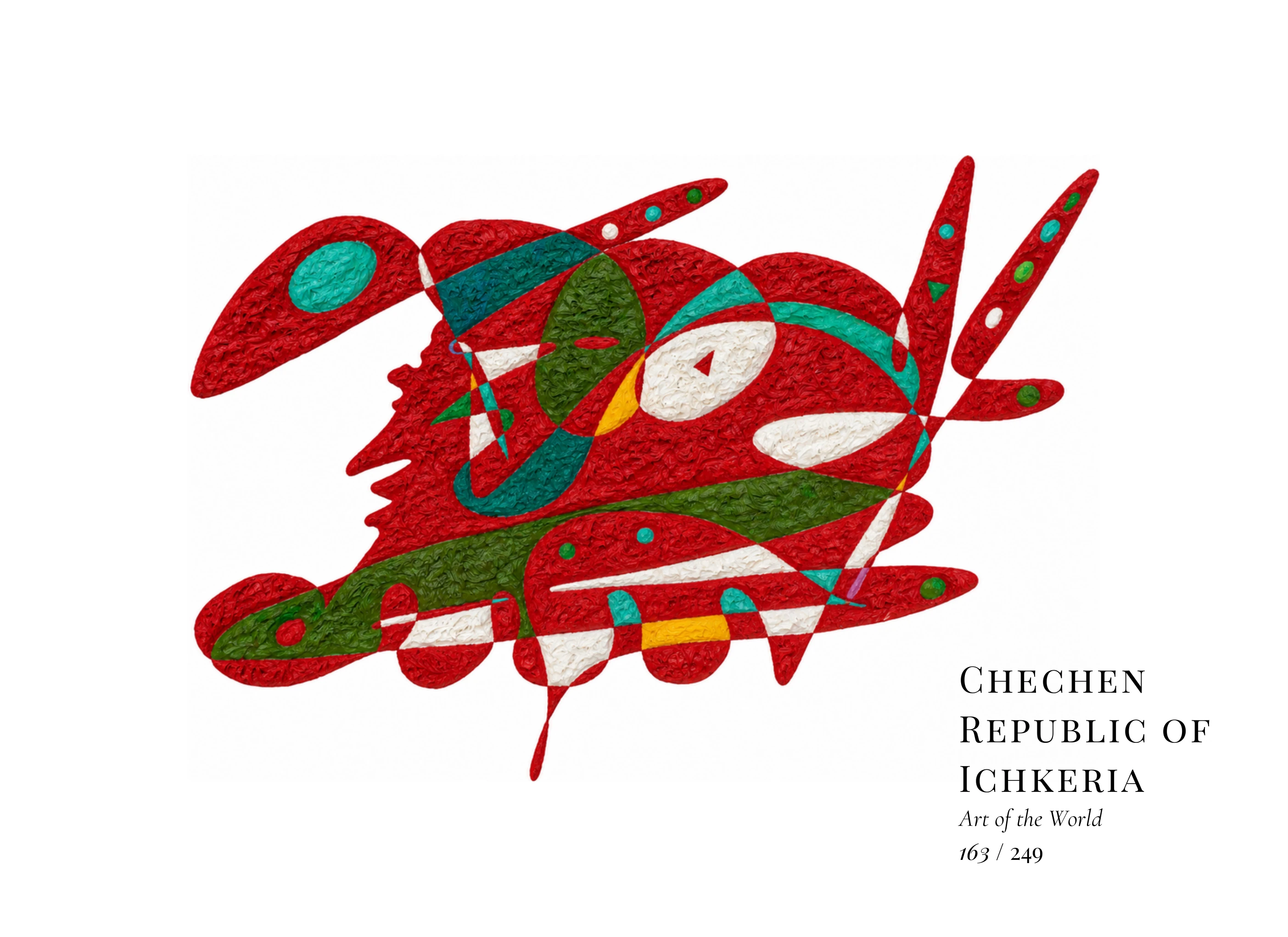 Œuvre sur République tchétchène d'Itchkérie par Gheorghe Virtosu, issue de la série Art of the World